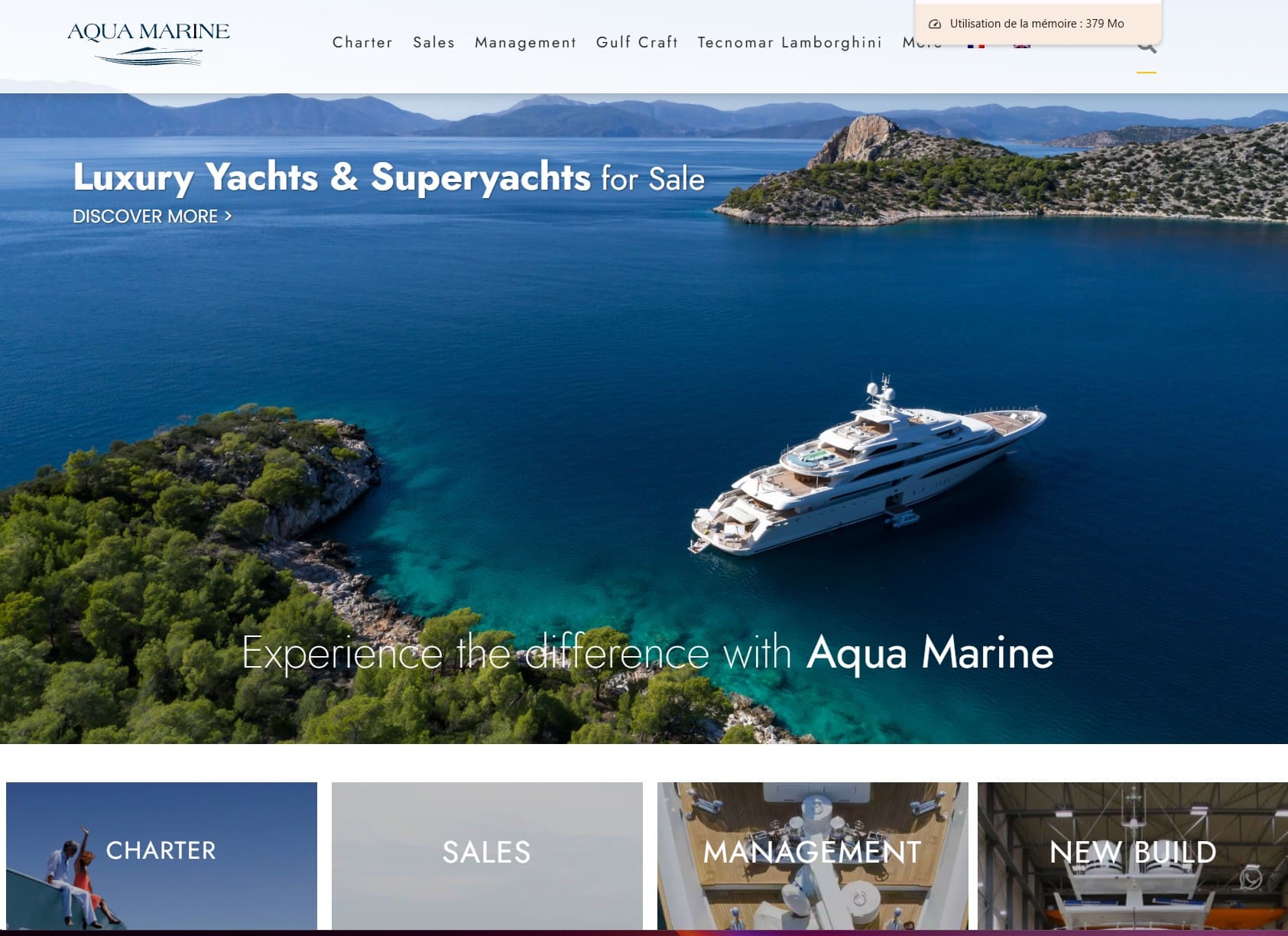 Aperçu desktop du site Aquamarine