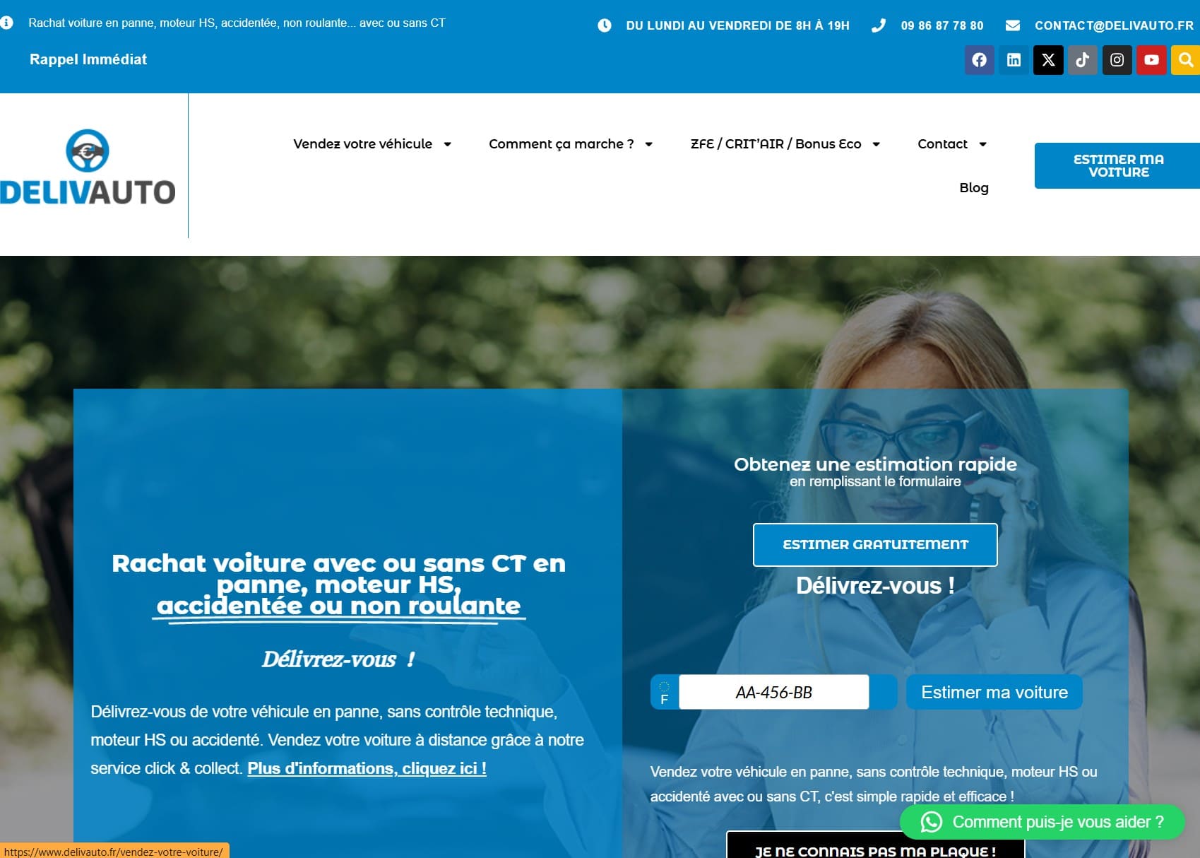 Aperçu du site Delivauto