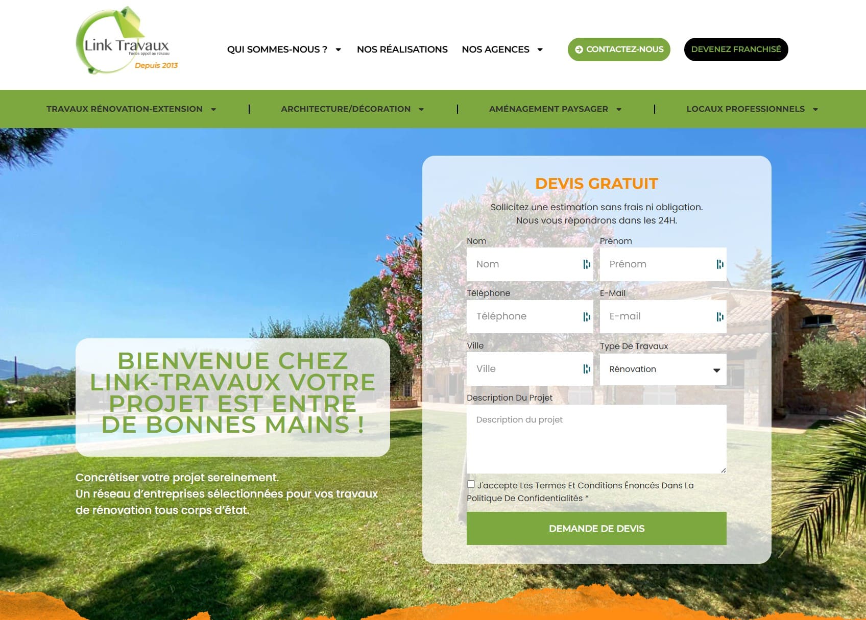 Aperçu du site Link Travaux