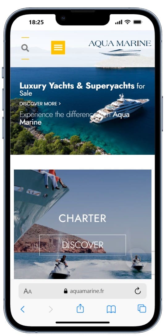 Version mobile du site Aquamarine