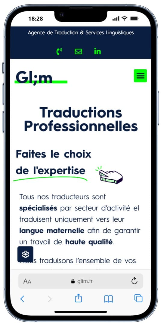Version mobile du site Glim
